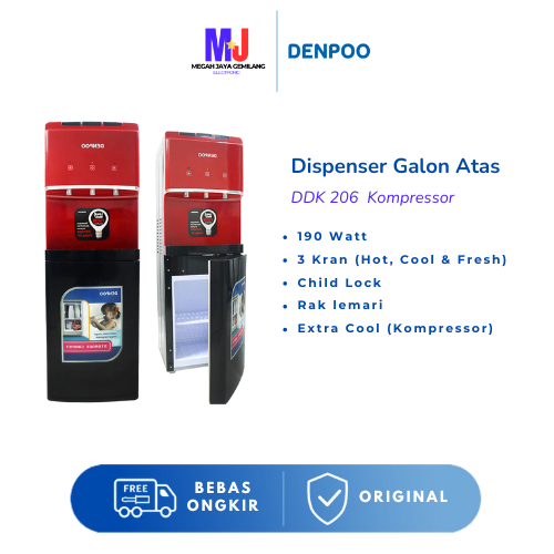 Jual DENPOO Dispenser Standing Galon Atas Rak Bawah Kompresor DDK 206 Shopee Indonesia