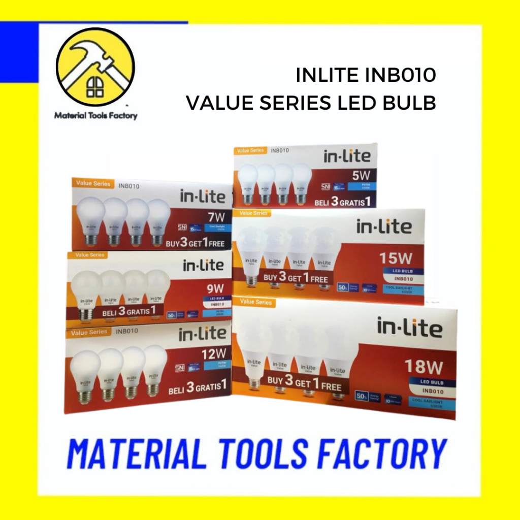 Jual Inlite Inb010 Value Series Led Bulb 5w 7w 9w 12w 15w 18w Paket