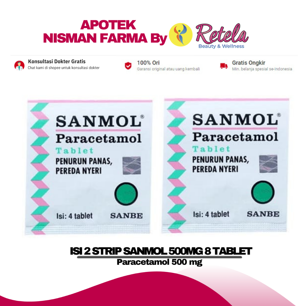 Jual Isi Strip Sanmol Mg Tablet Paracetamol Mg Demam Pereda Nyeri Shopee