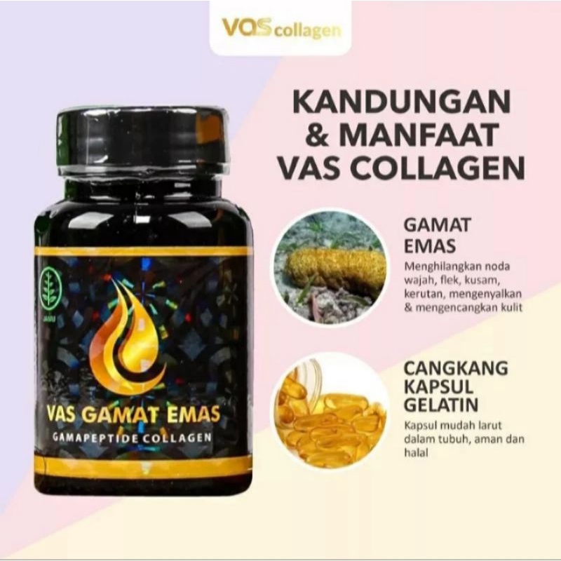 Jual VAS GAMAT EMAS COLLAGEN ISI 30 KAPSUL ORIGINAL PEMUTIH BADAN