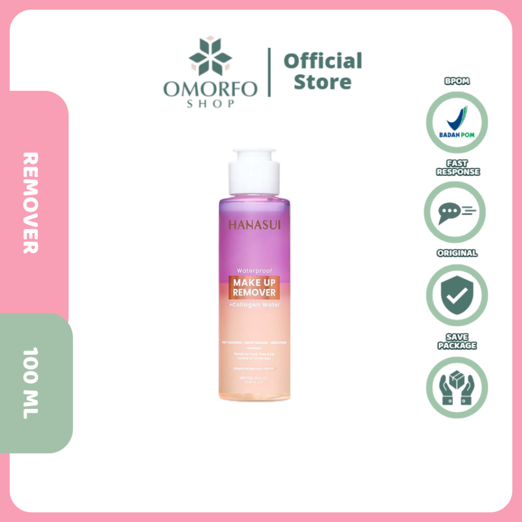 Jual ️Omorfo ️ Hanasui Waterproof Make Up Remover dan Collagen Water Shopee Indonesia