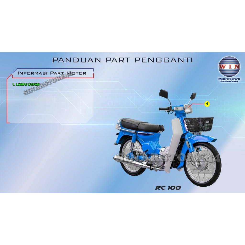 Jual Lampu Depan RC 100 RC100 | reflektor headlamp WIN | lampu head ...