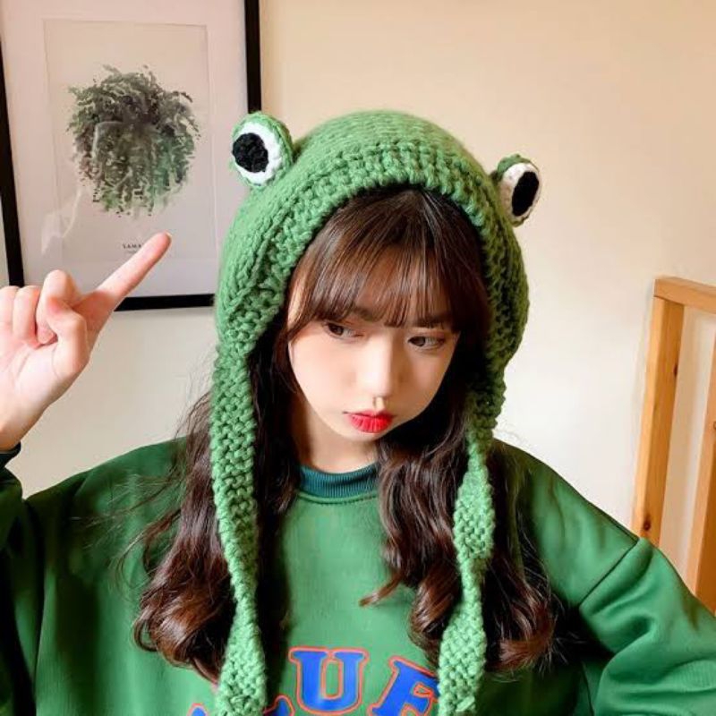 Jual Crochet Frog Ear Muff / Rajut Topi Kodok / Handmade | Shopee Indonesia