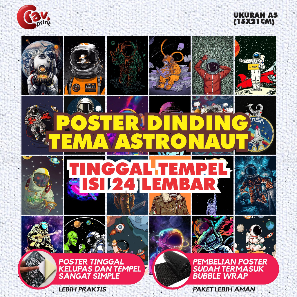 Jual poster sticker astronaut tinggal tempel | Shopee Indonesia