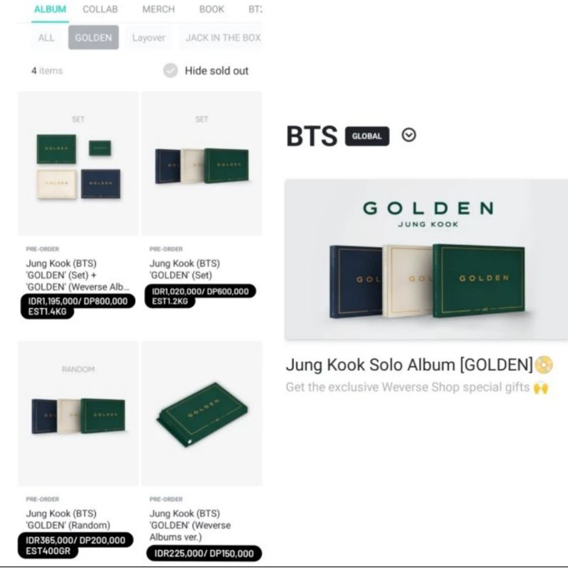 Jual Official Bts Jk Jungkook Solo Album Golden Weverse Jeon Jung