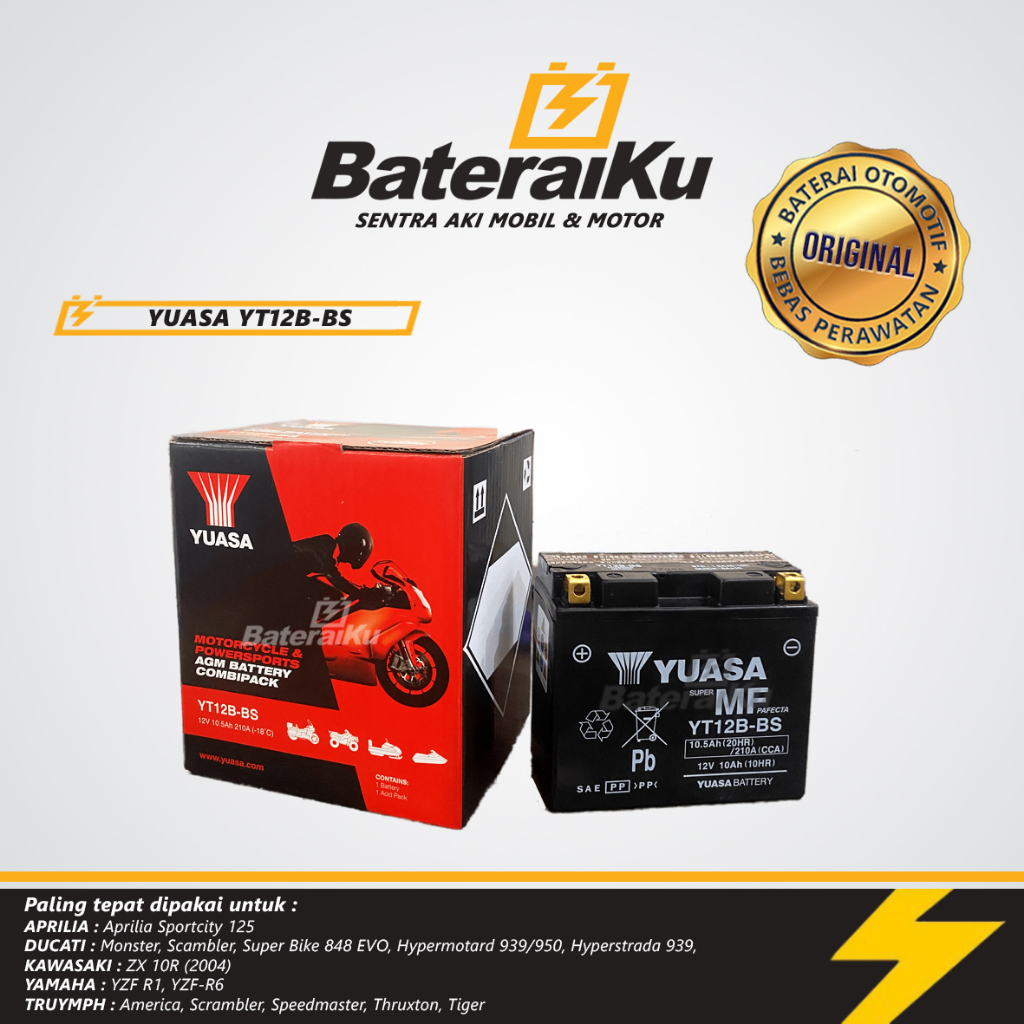 Batteria YUASA YT12B-BS Senza Manutenzione Per Ducati Scrambler 800 (2015) – Specifiche Originali Per Moto E Scooter