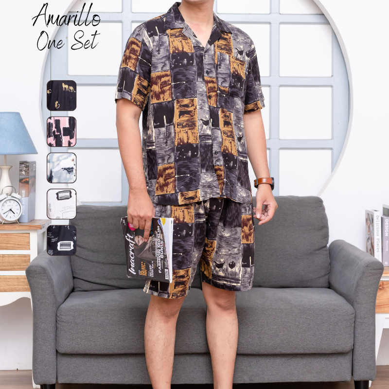 Jual Set Kemeja Hawaiian Printing Kemeja Oneset Pajamas Pria Oneset Rayon Hawaian Set