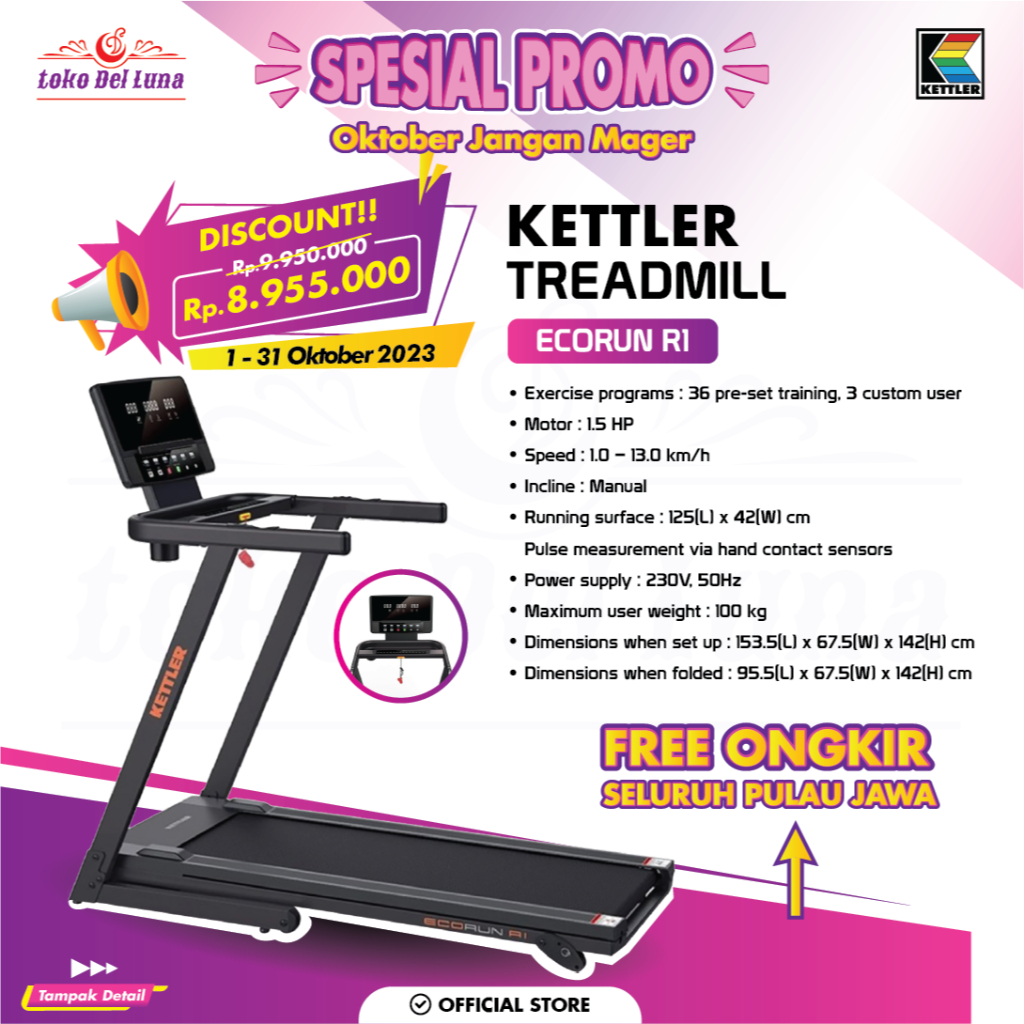 Jual KETTLER Ecorun R1 Treadmill elektric Shopee Indonesia