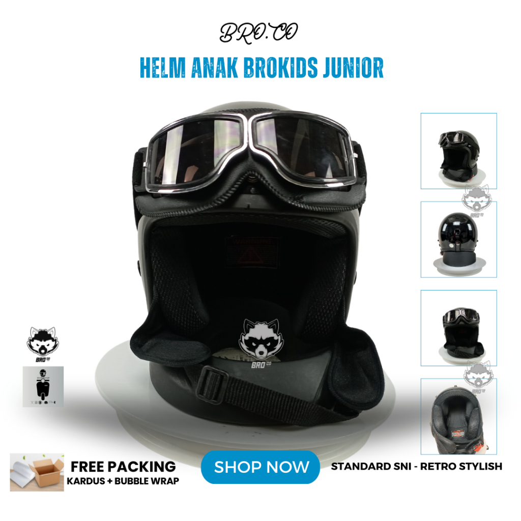Jual HELM ANAK HALF FACE RETRO BOGO KLASIK ANAK-ANAK PLUS GOGGLE HAIDER ...