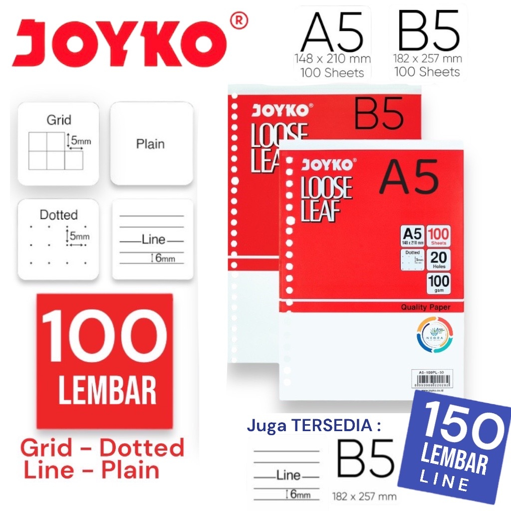 Jual Joyko Loose Leaf | Kertas Isi File Binder A5 - B5 (100 & 150 ...