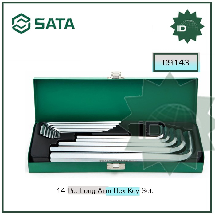 Jual Kunci L Panjang 14 Pcs 09143 Long Arm Hex Key Set Sata | Shopee ...