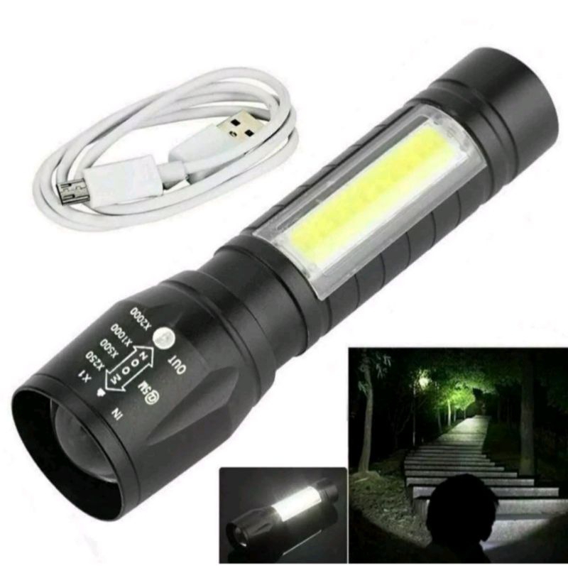 Jual Senter SWAT Mini Zoom / Senter Police LED Cas RECHARGEABLE XPE COB ...