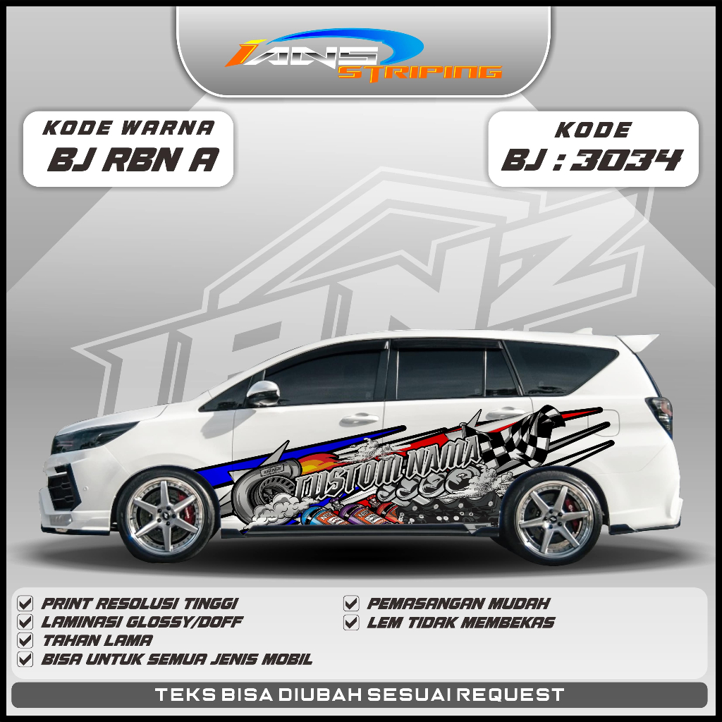 Jual BJ 3033- DECAL STICKER MOBIL PAJERO , FORTUNER-DESAIN THAILOOK ...