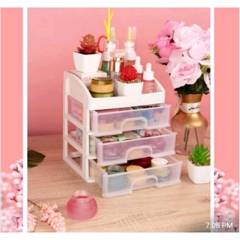 Jual Rak Kosmetik 3 LACI RAK Plastik Makeup Organizer | Shopee Indonesia