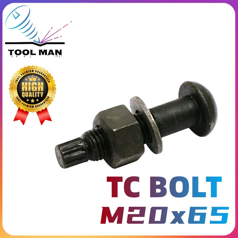 Jual TC Bolt M20x65 Grade10.9S 1Set Baut Mur TC / Bolt Nut TC Baja ...