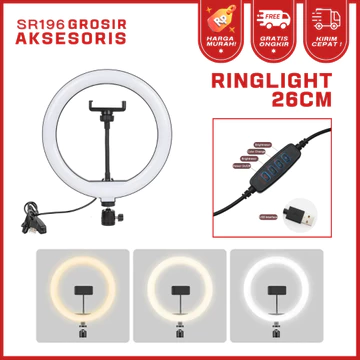 Lampu Ringlight 26cm Selfie Lamp Light Plus Holder Miniball