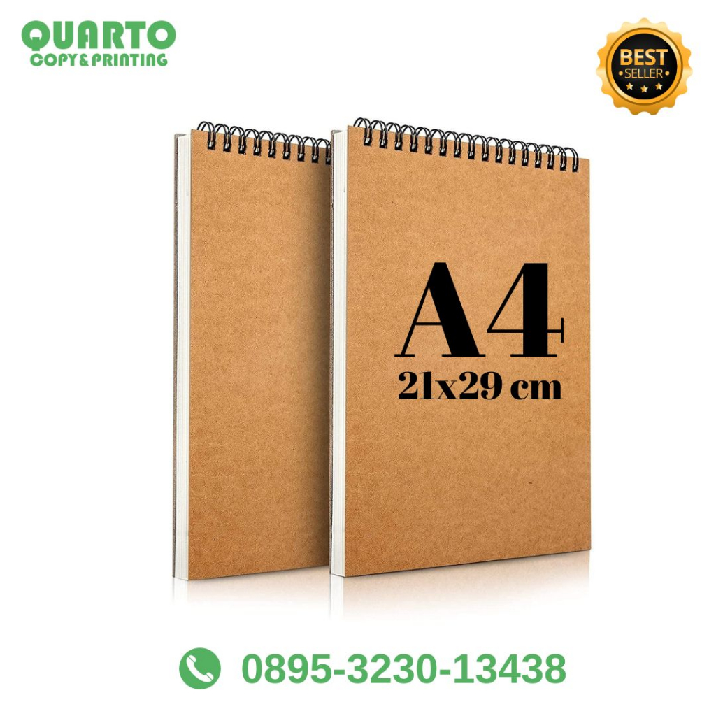 Jual BUKU TULIS SKETSA NOTES JILID SPIRAL KRAFT A4 BISA CUSTOM | Shopee