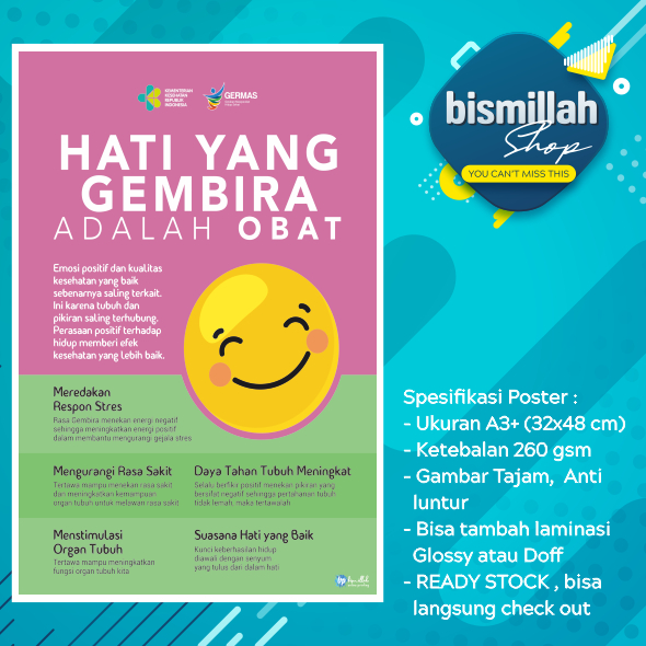 Jual Poster Hati Gembira Adalah Obat | Shopee Indonesia