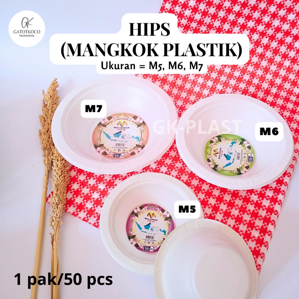 Jual 50 Pcs Hips Mangkok Plastik Ukuran M5 M6 M7 Mangkok Sekali Pakai