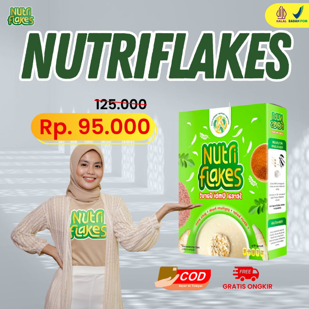 Jual Nutriflakes Sehat Mengandung Umbi Garut, Daun Kelor dan Psyllium
