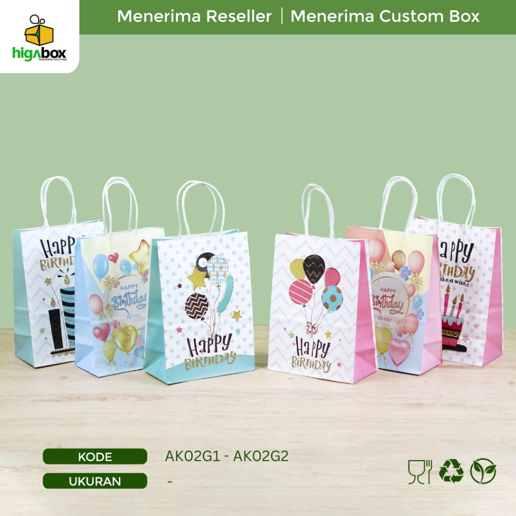Jual Paper Bag Birthday / Paper Bag Kertas Hadiah Souvenir Ulang Tahun