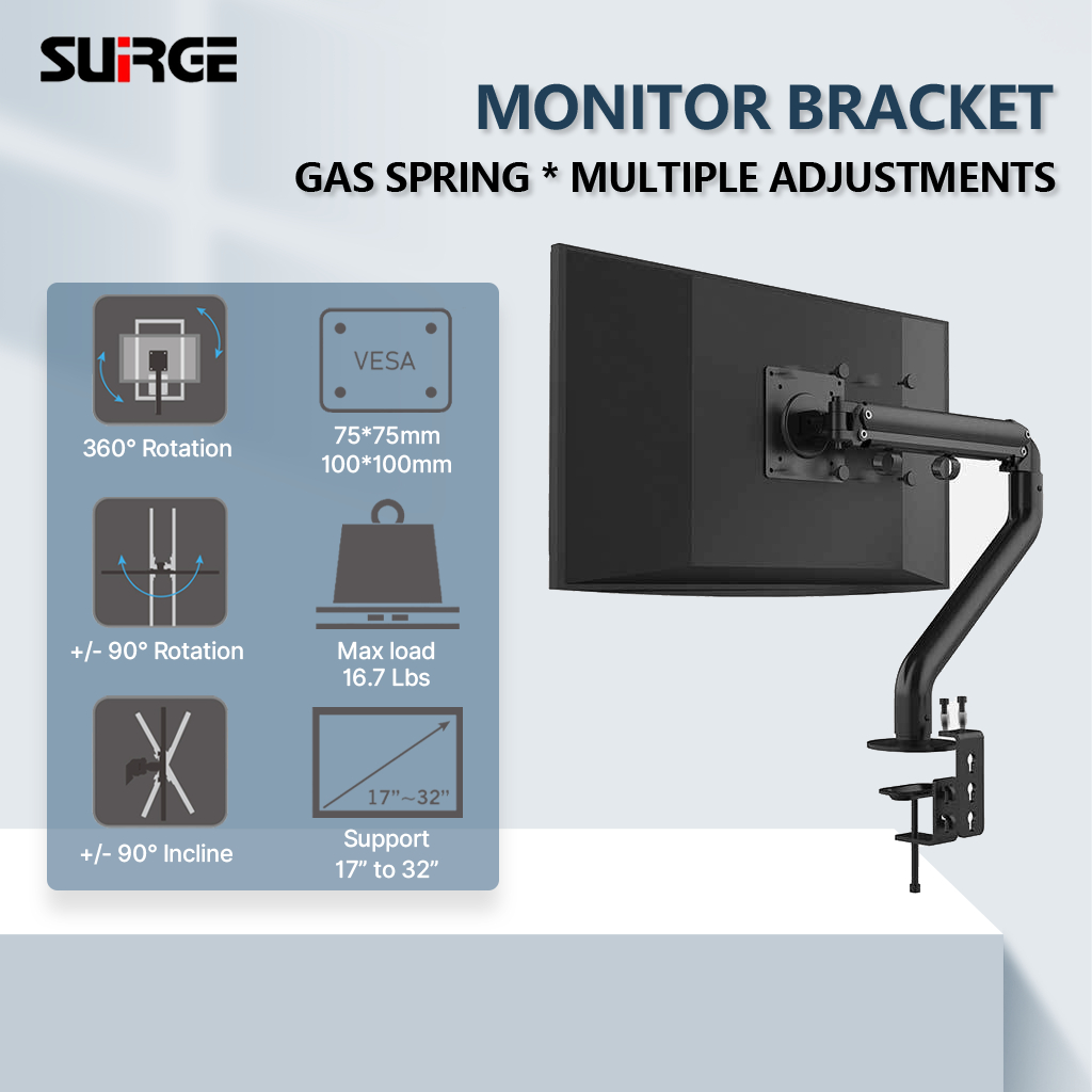 Jual SUIRGE Bracket Monitor Gas Spring Desktop Holder 17''-32'' TV Free ...