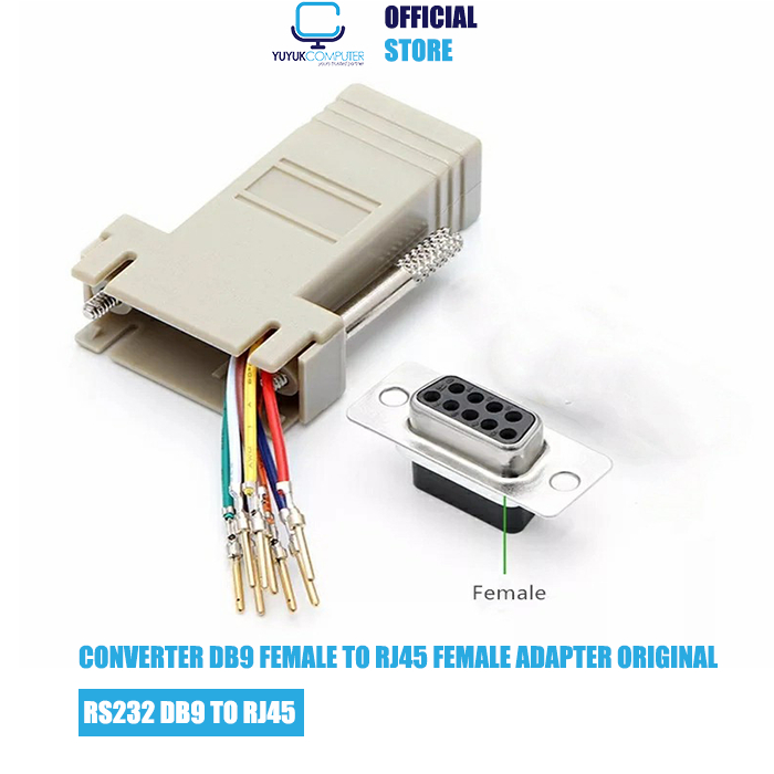Jual Converter DB9 to RJ45 Female Adapter Long Distance RS232 Original ...