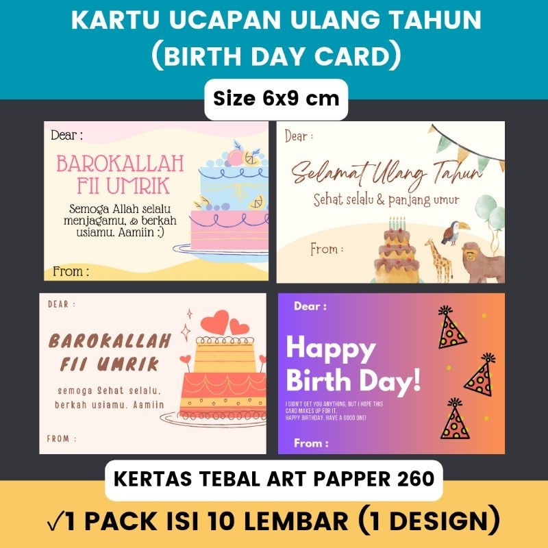 Jual ISI 10 PCS/KARTU UCAPAN/KARTU UCAPAN ULANG TAHUN/GREETING CARD
