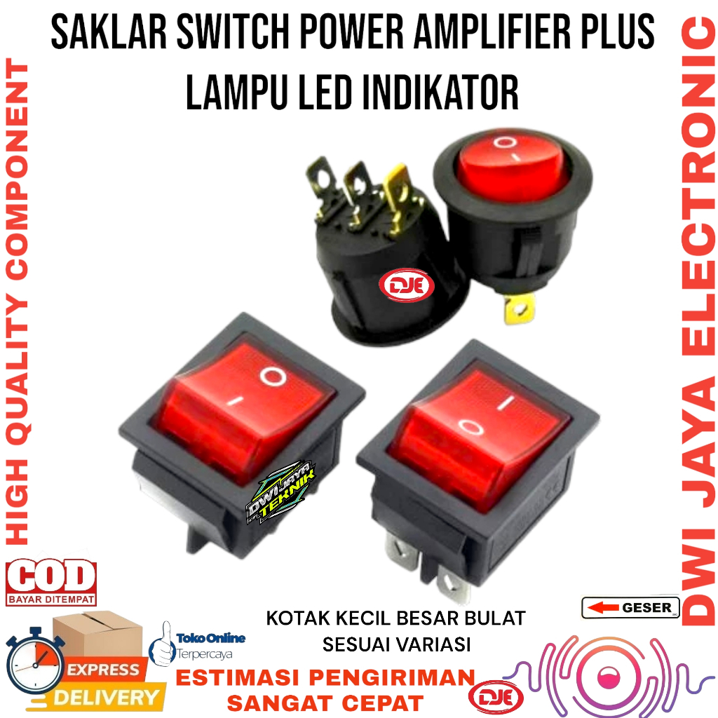 Jual SWIT ON OFF POWER AMPLIFIER PLUS LAMPU | Shopee Indonesia