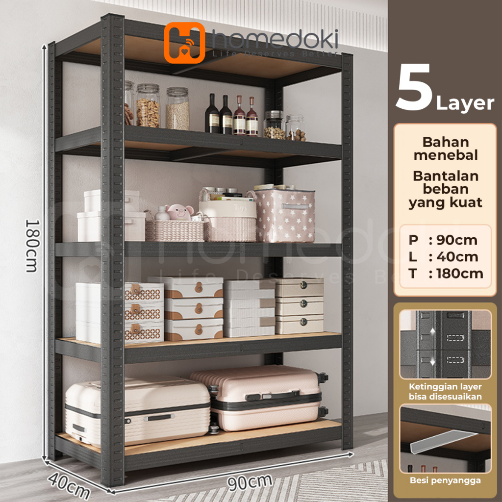 Jual Homedoki Rak penyimpanan 5 tingkat / 5 susun Rak gudang Serbaguna ...