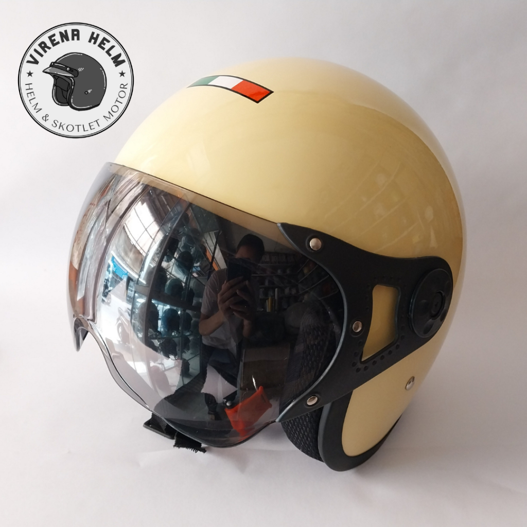 Jual HELM PILOT ITALY CREAM DEWASA SNI MURAH FREE PACKING DUS DAN ...