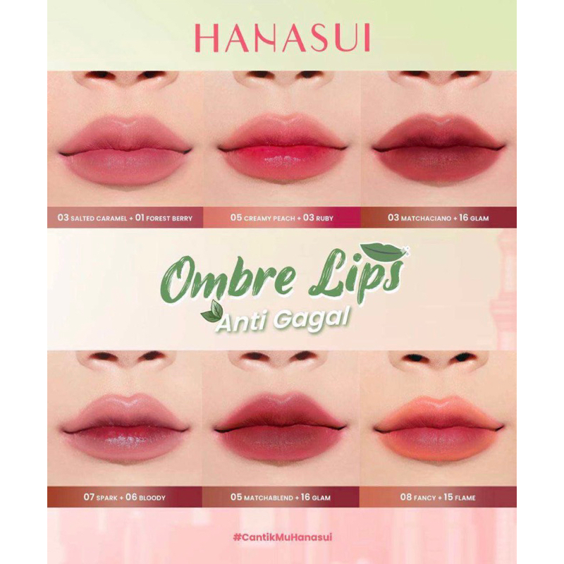 Jual PAKET OMBRE LIPS HANASUI MATTEDORABLE LIP CREAM OMBRE LIPS