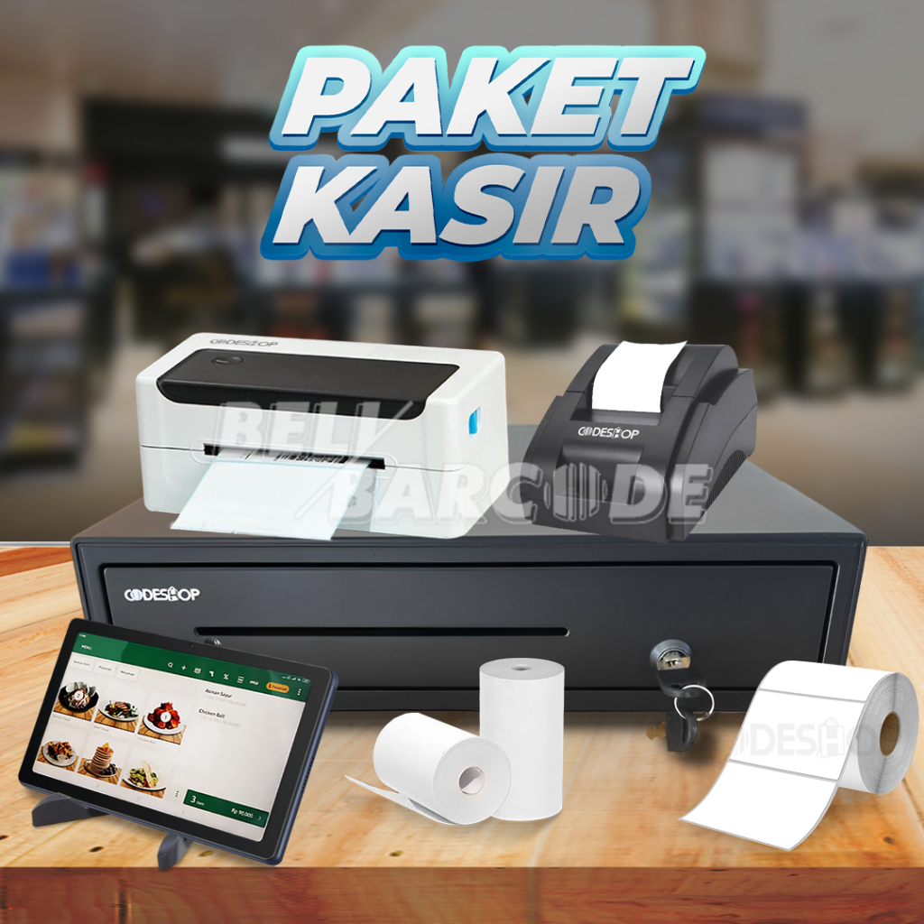 Jual Paket Kasir Free Tablet Printer Termal Laci Kertas Thermal Label ...