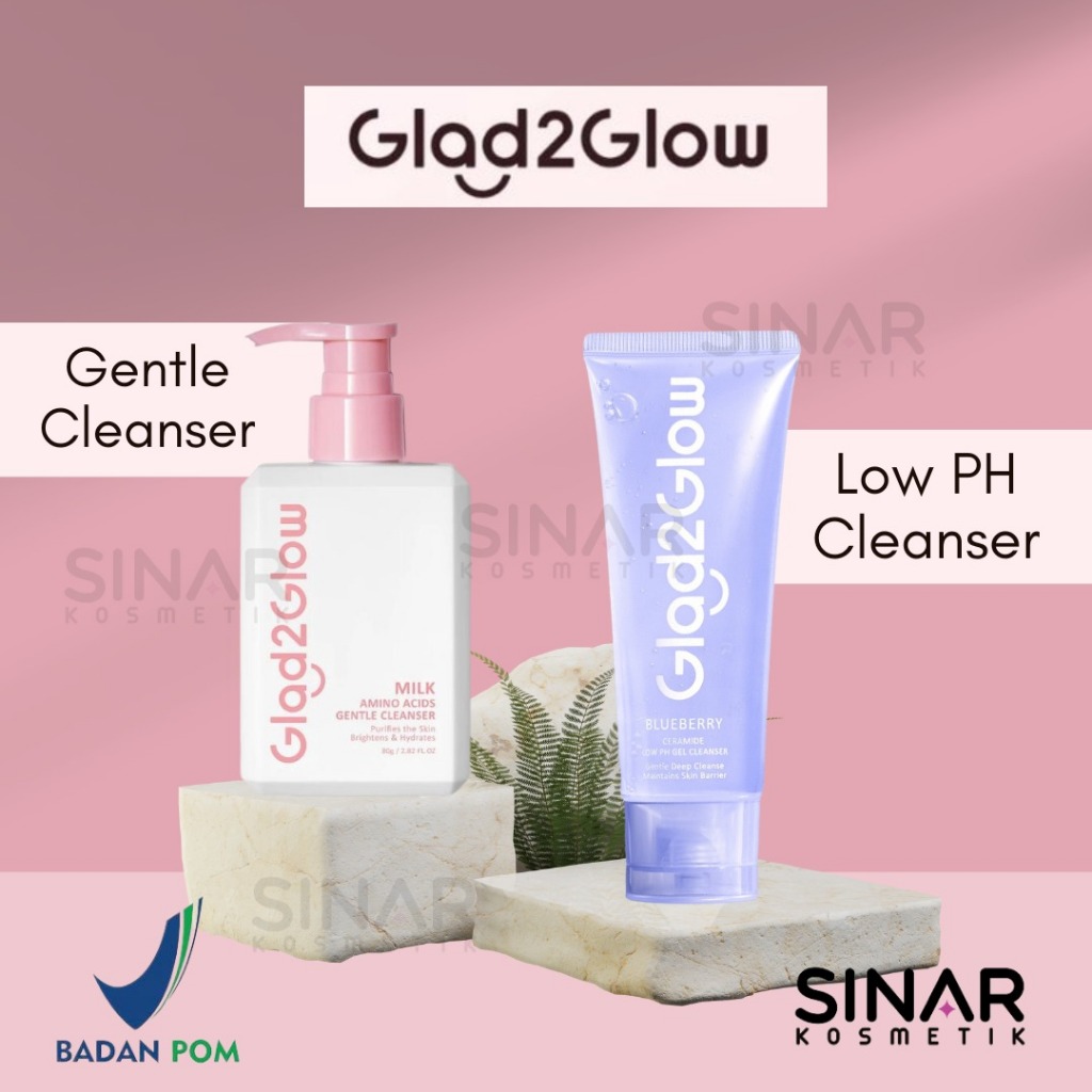 Jual Glad2Glow Face Wash / Cleanser Series Milk Amino Acid Gentle Cleanser 80ml Low Ph Face