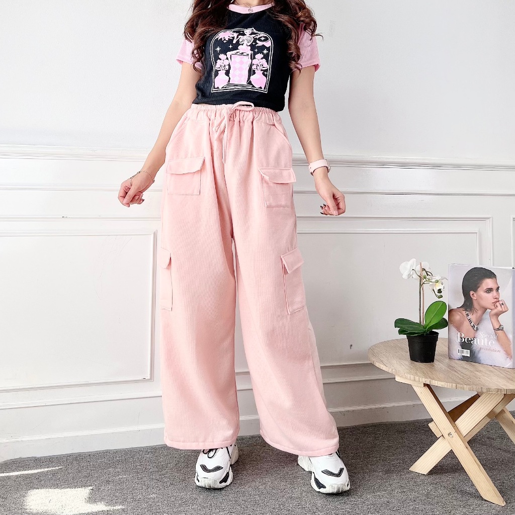 Jual Afi Ec Jessy Pant Cargo Sweatpant Celana Saku Banyak Shopee Indonesia