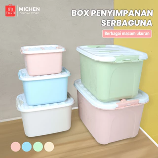 Box Penyimpanan Pastel Premium Kotak Organizer Serbaguna dengan Tutup dan Gagang