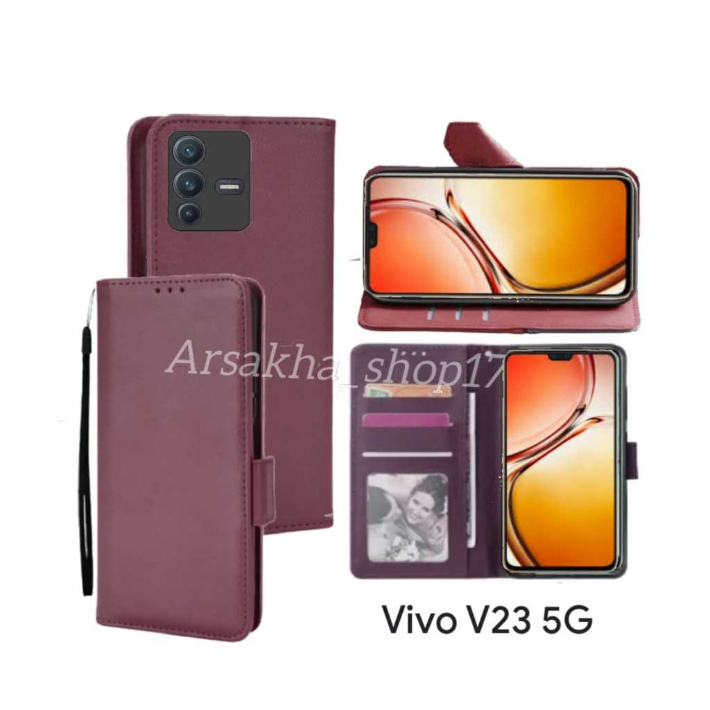 Jual Flip Case For VIVO V23 5G Casing Dompet Flip Cover Leather Premium