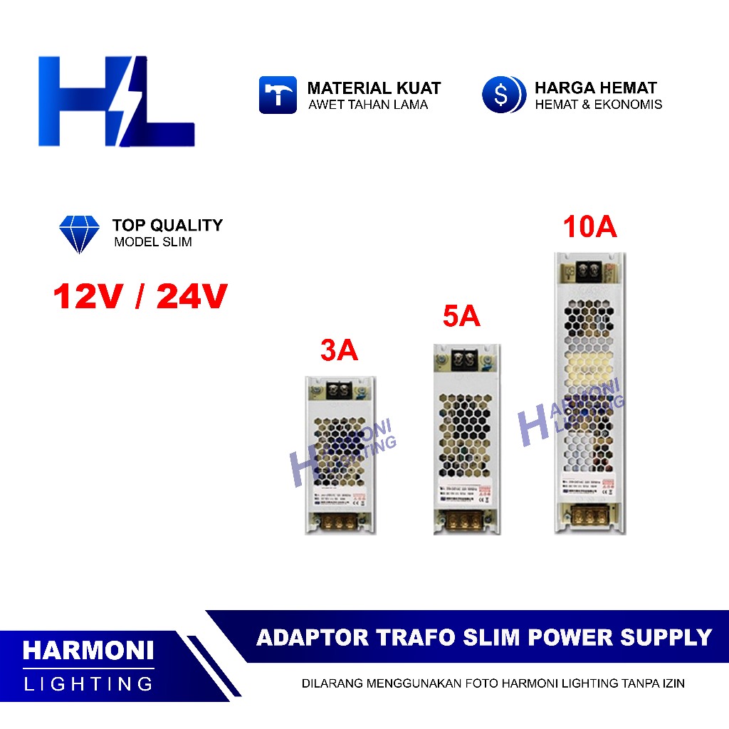 Jual Adaptor Trafo Power Supply Slim 12V 24V 3A 5A 10A 12 Volt 3/5/10 A ...