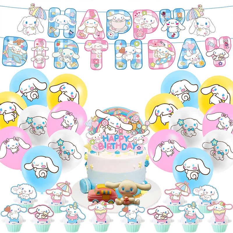 Jual PAKET SET DEKORASI PESTA ULANG TAHUN SANRIO CINNAMOROLL BANNER