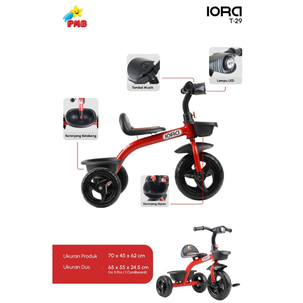 Jual Sepeda Anak Roda Tiga PMB T29 New Tricycle Roda 3 Anak Murah ...