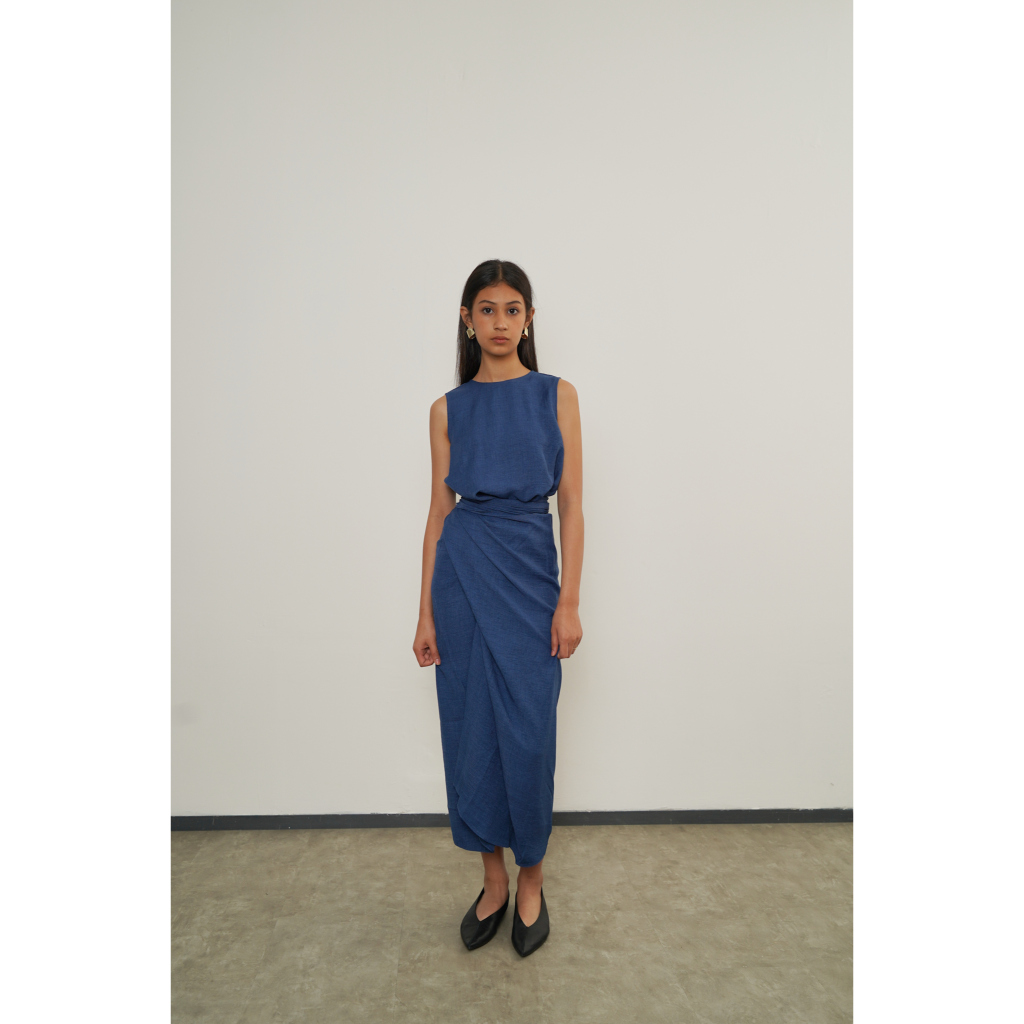 Jual PAFON Eleya Dress - Navy | Shopee Indonesia