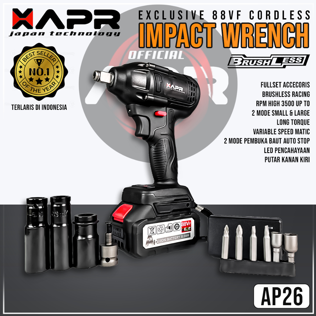 Jual APR JAPAN 88Vf Mesin Bor Pembuka Buka Baut Cordless Impact Wrench ...