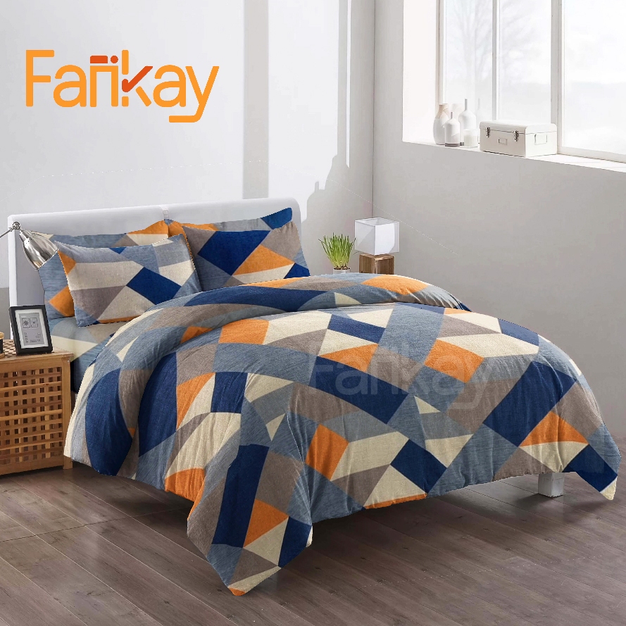 Jual Bed Cover Set Abstrak Navy Ukuran Lengkap 90x200 200x200