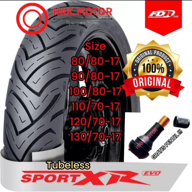 Jual BAN FDR SPORT XR EVO RING 17 TUBLES 80 80 17 90 80 17 100 80 17 110 70 17 120 70 17 130 70 17 BAN DONAT PRODUKSI TERBARU PABRIKAN MOTOR BEBEK SPORT TUBELESS DIJAMIN ASLI 100 ORIGINAL BARU FREE PE...