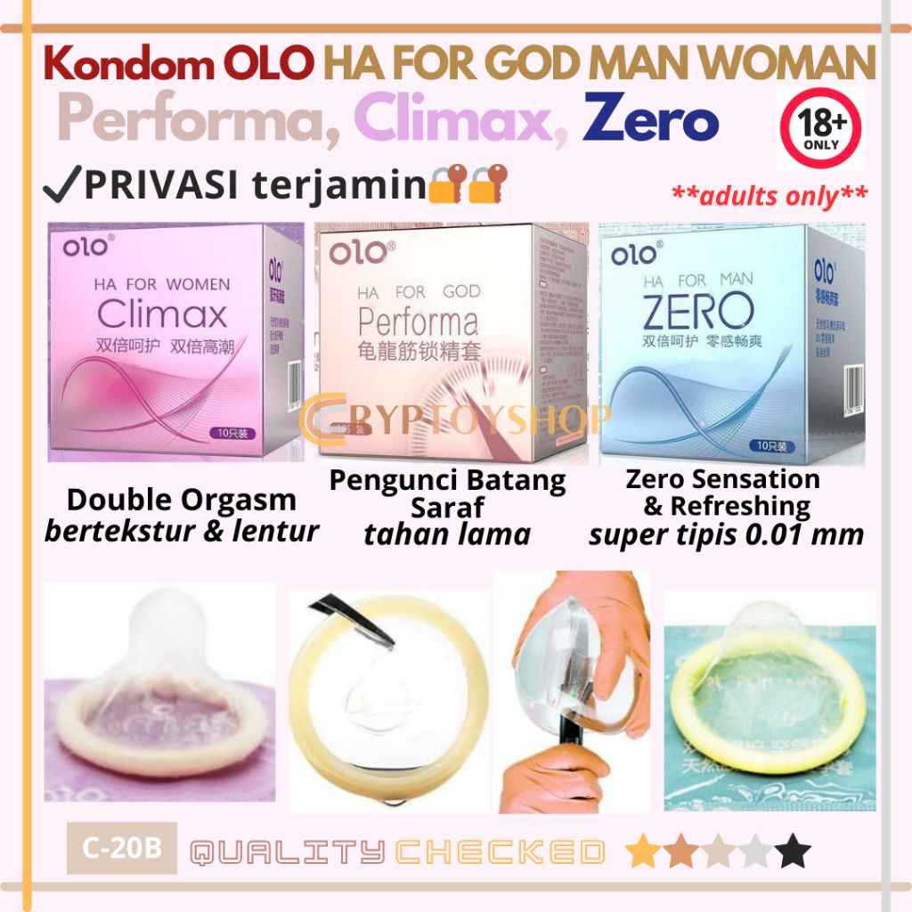 Jual Cryptoyshop Condom Olo Performa Zero Climax Ha For God Man Woman Halus Tahan Lama Gerigi 8093