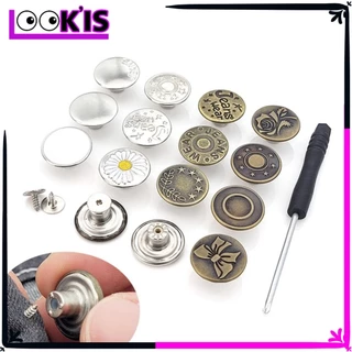 LOOK'IS Kancing Jeans Logam Tusuk Simple Adjustable Kancing Celana Jeans Model Bisa Dilepas Detachable Waist Button Tanpa Dijahit Murah