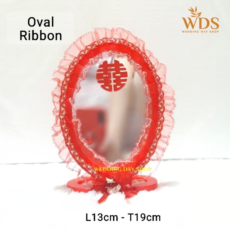 Jual WDS KACA CERMIN SANGJIT WEDDING MODEL OVAL RIBBON | Shopee Indonesia