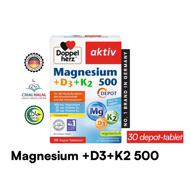 Jual DOPPELHERZ Active Magnesium + D3 + K2 (30 Tablets) Shopee Indonesia