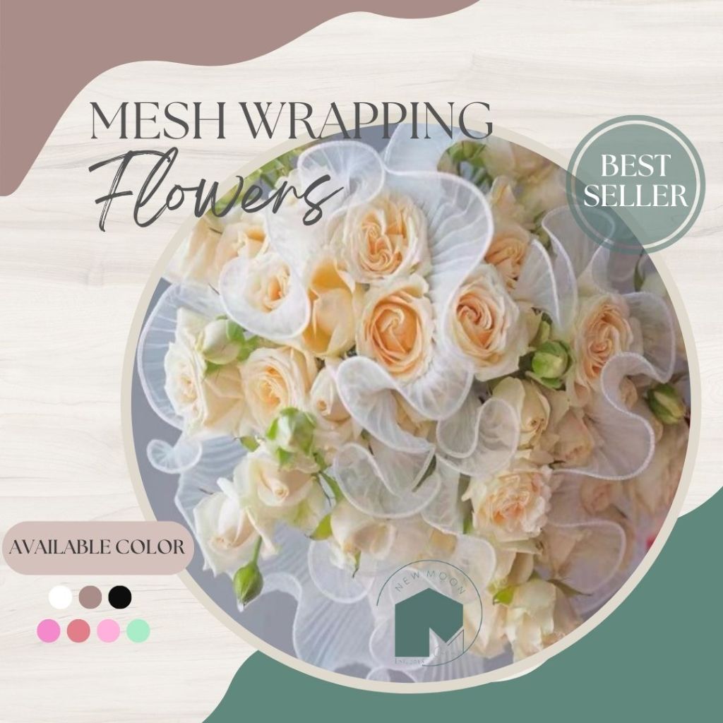 Jual Korean Wrapping Mesh Lace Renda Kain Ruffle Flower Wrap Curly Wave ...