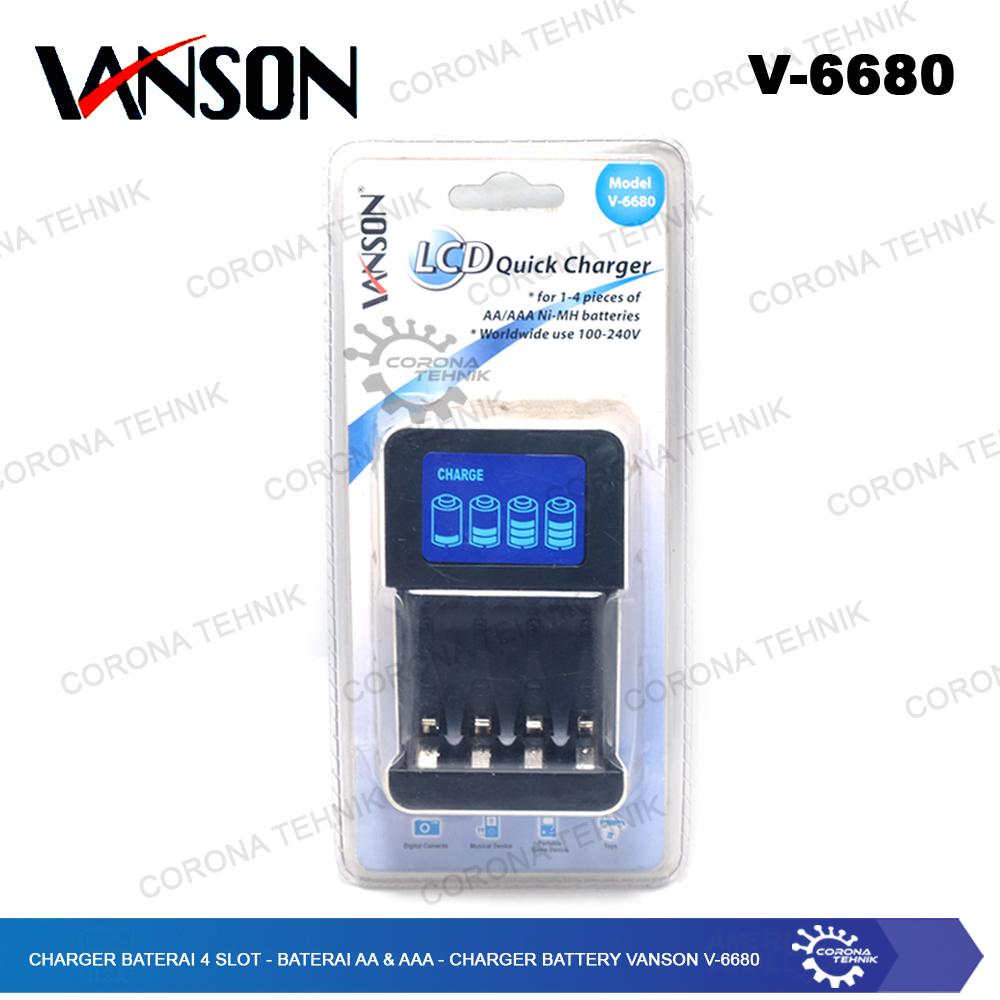 Jual Charger Battery Vanson Charger Baterai 4 Slot Baterai AA & AAA